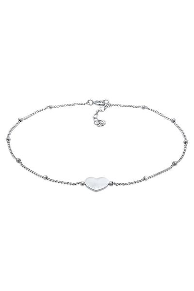 ELLI Fußschmuck Herzchen Kugelkette Verspielt Sommer 925 Silber