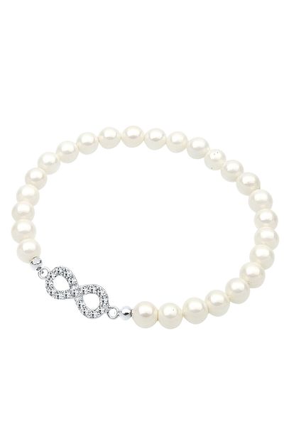 ELLI Armband Infinity Perle Kristalle 925 Silber