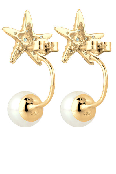 ELLI Ohrringe Ön-Arka Seestern Trend Zirkonia Perle vergoldet