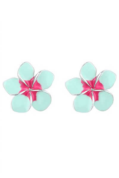 ELLI Ohrringe Frangipani Blüte Natur Blume Emaille 925 Silber
