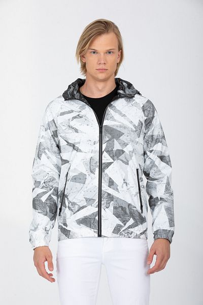 DYNAMO Palton de primăvară pentru bărbați, cu glugă, cu model, din piele artificială, căptușită cu material textil 8069