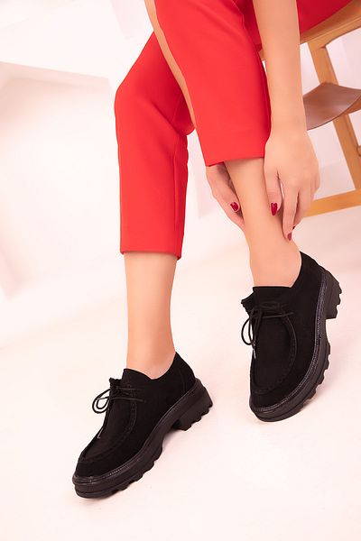 SOHO Black Suede Women's Casual Shoes 18362