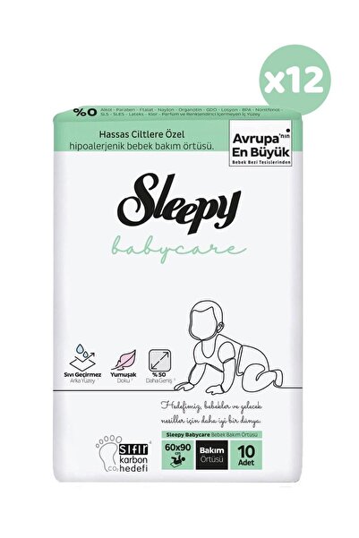 Sleepy Babycare Bebek Bakım Örtüsü 10 Adet x 12