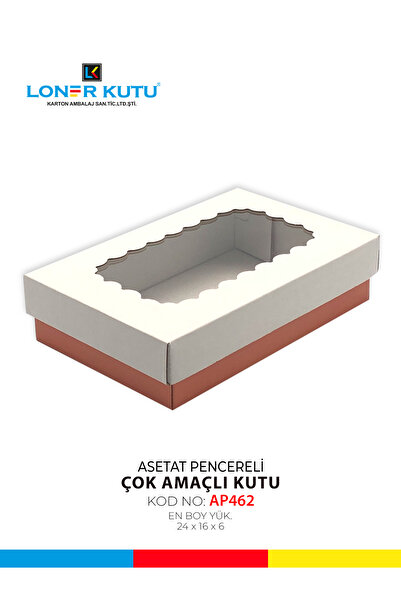 Loner Kutu 24x16x6 Hediyelik Kutu Pencereli Kraft Kutu Kargo Kutusu Çok Amaçl...
