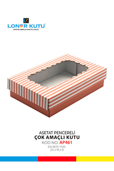 Loner Kutu 24x16x6 Hediyelik Kutu Pencereli Kraft Kutu Kargo Kutusu Çok Amaçl...