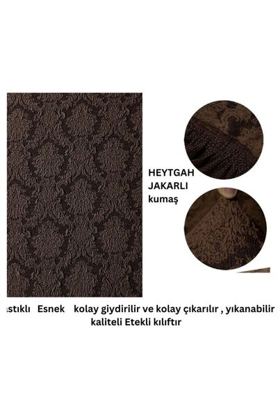 HEYTGAH Jakarlı köşe koltuk kılıfı_Oslamlı Desen Lastikli Etekli L Köşe Koltuk Örtüsü L Koltuk Kılıfı kkahve