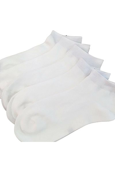 Hilis Socks Λευκά βαμβακερά μποτάκια κάλτσες σετ 5 ζευγαριών