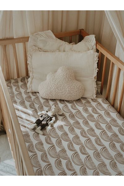 İpeksi 80 x 95 Organic Brown Rainbow Muslin Blanket 80x95cm 0 - 0.99 Kg Cotton White Striped Single Size