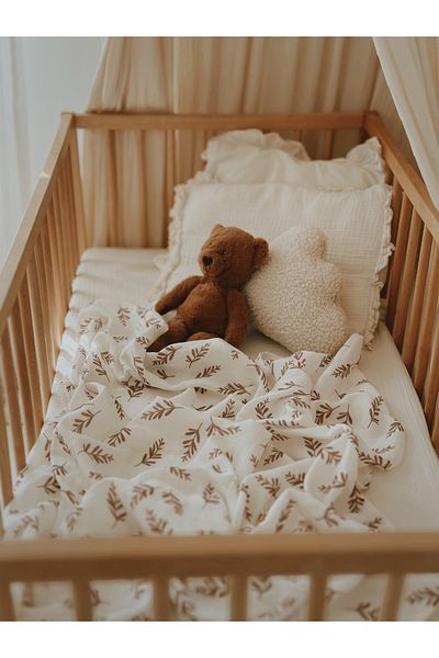 İpeksi Organic Brown Leaf Muslin Blanket 80x95cm