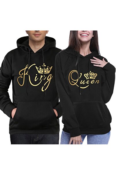 Surprise tekstil King Queen Hoodies, принтирана суитшърт с голям размер, суит...