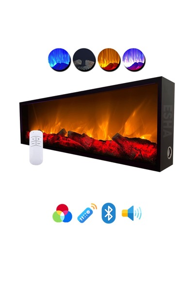 Esha Home Elektrikli Yapay Dekoratif Şömine Bluetooth 50x40cm