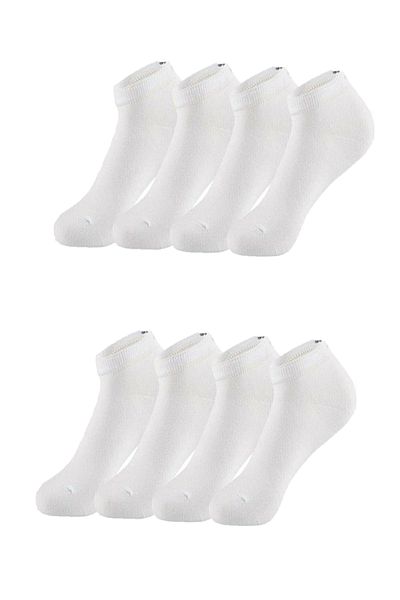Hilis Socks Комплект унисекс памучни спортни чорапи до глезена, бели, 8 чифта