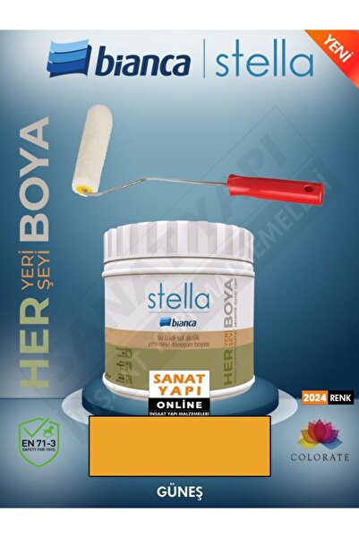 Bianca Stella 2024 Renk Yeni Su Bazlı Boyalar 500Ml + Rulo