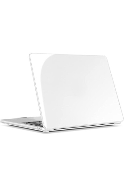 CEPCASE Macbook 13.6' Air 2022 M2 A2681 Kılıf Kristal Şeffaf Tasarım Kapak Ekran Filmi Cam Koruma