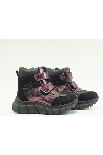Toddler Double Velcro Shiny Leather Boots