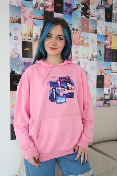 Gofeel Purple Shoes Girl Pink Sweat Sweathsirt 3 Thread Raster Streetwear Hoo...