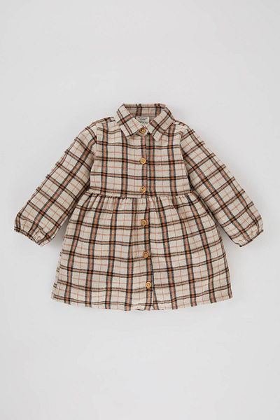 DeFacto Baby Girl Checkered Long Sleeve Flannel Dress