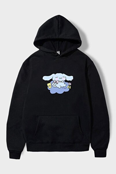 Gofeel سويت شيرت Harajuku Sanrio ذو طابع أزرق مطبوع كبير الحجم بتفاصيل عتيقة ...