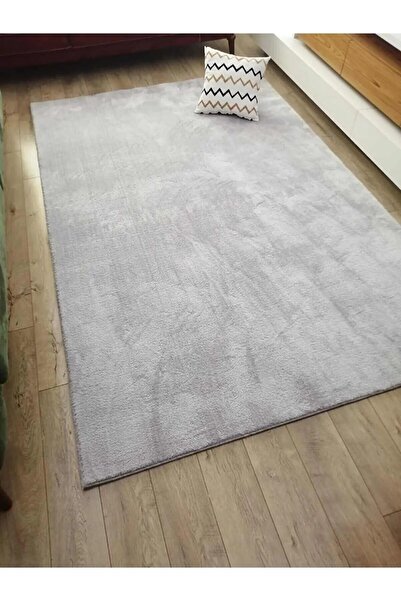 Lagom Life Açık Gri Peluş Halı Kaymaz Taban Yıkanabilir