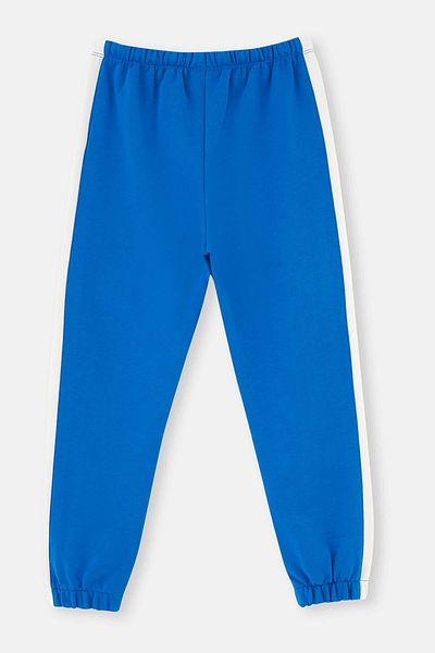 Dagi Sax Blue Stripe Detaillierte Unisex-Trainingshose mit drei Fäden