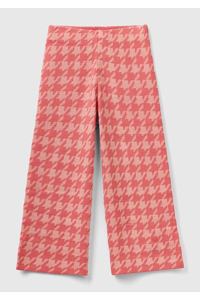 United Colors of Benetton Pink Patterned Wide Leg Girl's Trousers