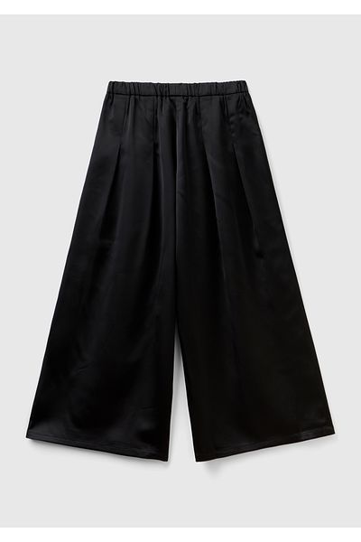 United Colors of Benetton Girl - Black Elastic Waist, Wide Leg Trousers