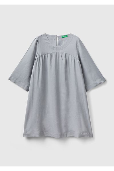 United Colors of Benetton Ανοιχτό γκρι φόρεμα για κορίτσια με φερμουάρ και πλάτη