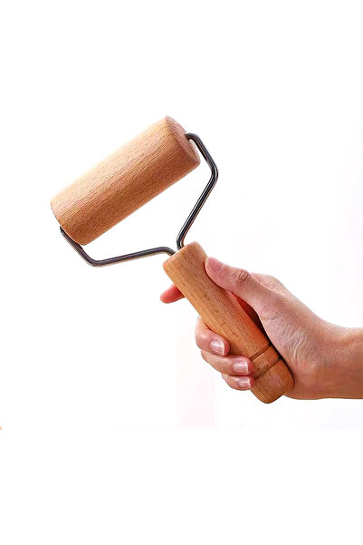 Soillium فتاحة زلابية البيتزا الدوارة بمقبض خشبي