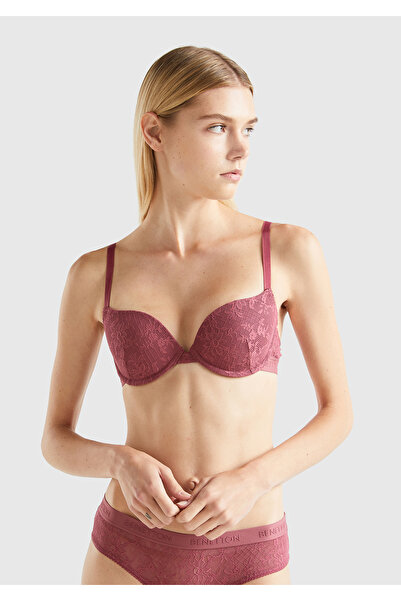 United Colors of Benetton Women's Burgundy Lace Bra