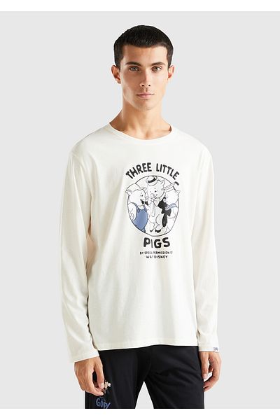 United Colors of Benetton Disney Printed Cream Men's Sweatshirt