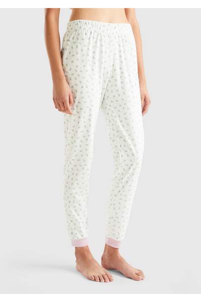United Colors of Benetton Kadın Krem Tamamı Desenli Pijama Alt
