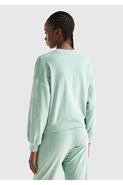 United Colors of Benetton Γυναικείο φούτερ με λογότυπο Water Green με στάμπα σενίλ