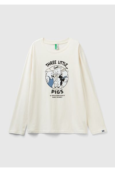 United Colors of Benetton Disney Printed Cream Men's Sweatshirt