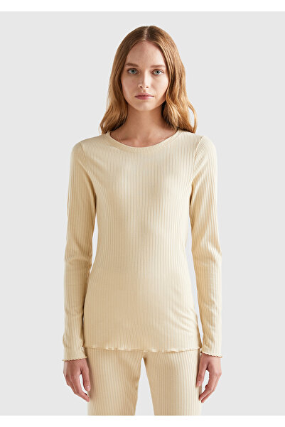 United Colors of Benetton Tricou de damă cu logo bej