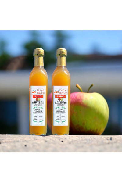 Doğal Bizden Doğal Fermante Susuz Konsantre Elma Sirkesi 500ml Cam 2li