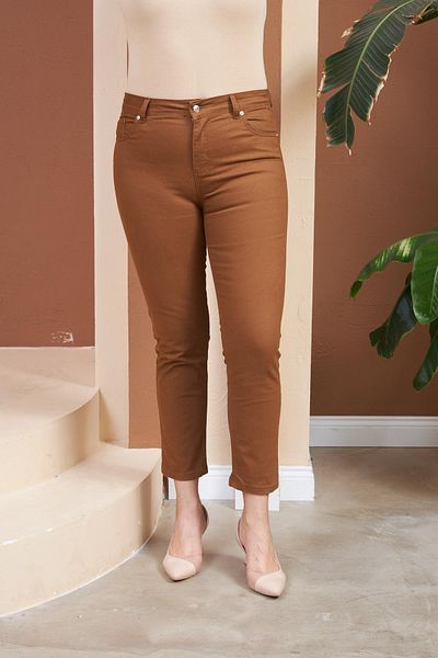 RMG Plus Size Camel Color Cotton Trousers