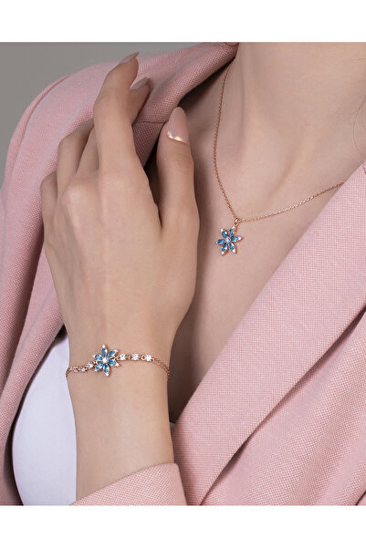 goldberia Unutma Beni Çiçeği Kolye Ve Bileklik Set Kombin