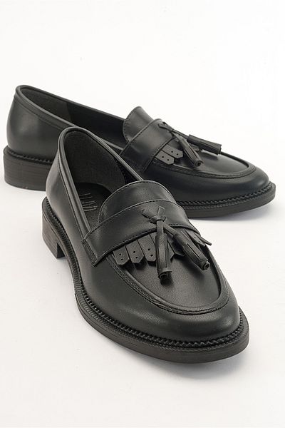 LuviShoes LILY Black Skin Дамски мокасини