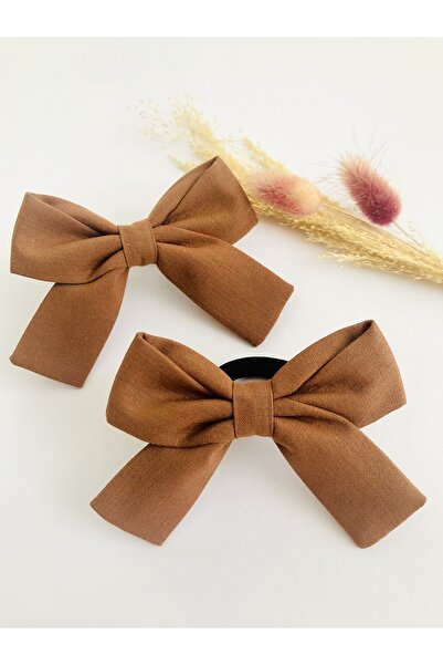 seyranat Kız Çocuk Bebek Kahverengi 2’li Kaliteli Lastikli Fiyonk Sonbahar Sa...