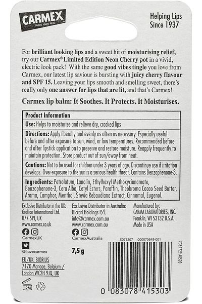 Carmex Cherry Neon SPF15 Lip Balm 7.5g