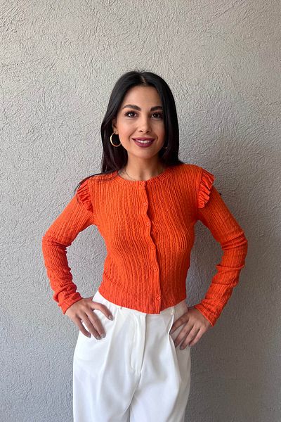 Seda Yalçın Atelier Cardigan Zr portocaliu cu volane