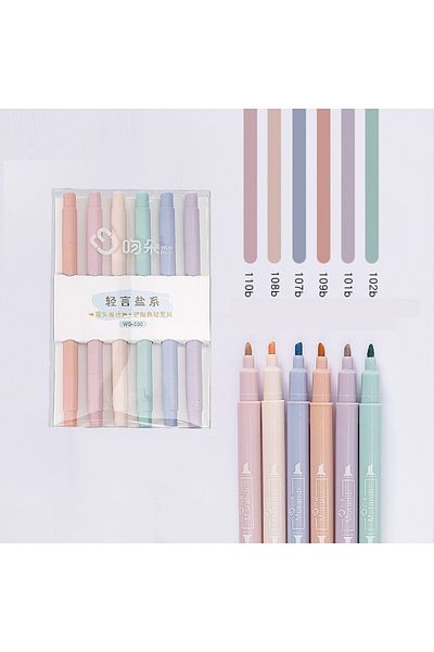 ASTAMON Morandi Color 6 Pieces Fine Model Double Sided Marker Line Marking Pen-Type 1