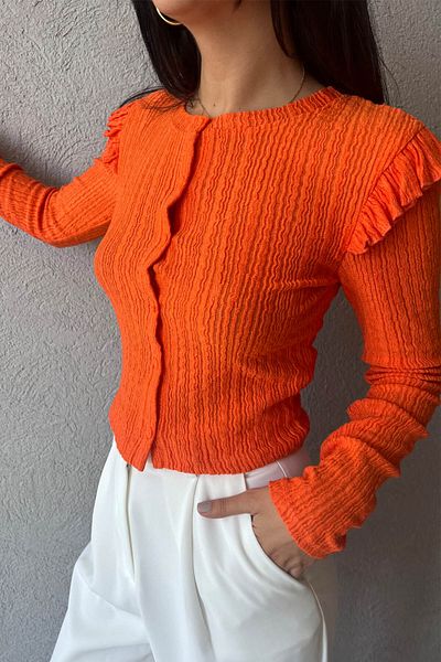 Seda Yalçın Atelier Cardigan Zr portocaliu cu volane