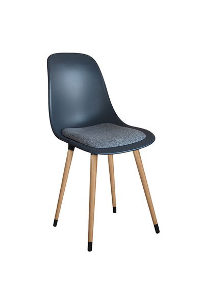 Estelia Netaks Abant Sandalye 2'li Takım Açık Gri Minderli (ANTRASİT) Ahşap A...