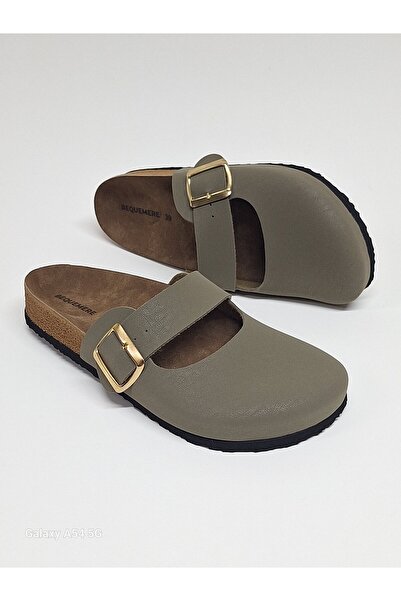 Bequemere Yellow Color Buckle 401 Model Closed Toe Scarf Daily Use Orthopedic Women's Slippers