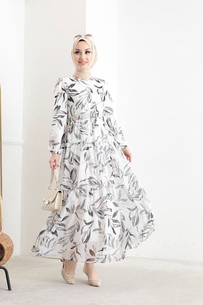 SANEZYABUTİK Chiffon Fabric Luna Hijab Dress