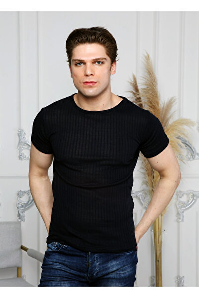 ixir Ανδρικό ριγέ μπλουζάκι μαύρο