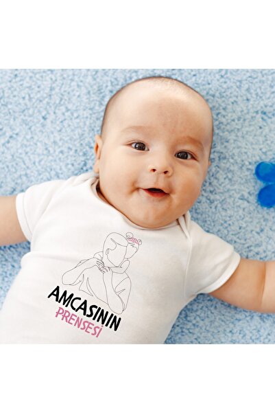 Amcasının Prensesi %100 organik pamuk çıtçıtlı kısa kollu bebek body zıbın