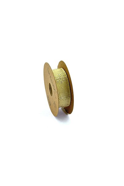 FANTASTIC KURDELE Woven Gold Glitter Snowflake Ribbon (22MM WIDTH - 10MT LENGTH)
