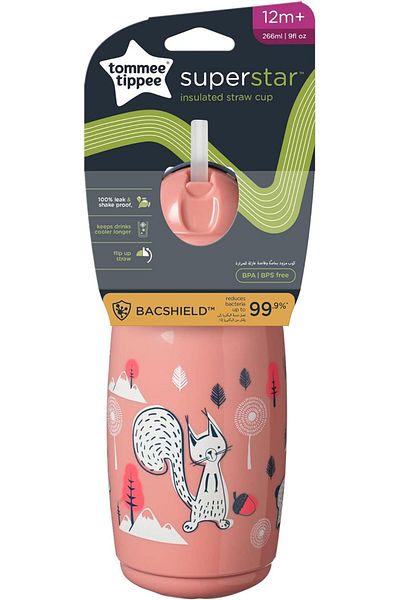 NoHar Tommee Tippee Thermal Insulated Straw Cup 266 ml - Pink